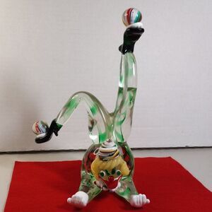 Murano Clown Art Glass Vintage Large Acrobatic Juggling Figurine Sommerso Techn